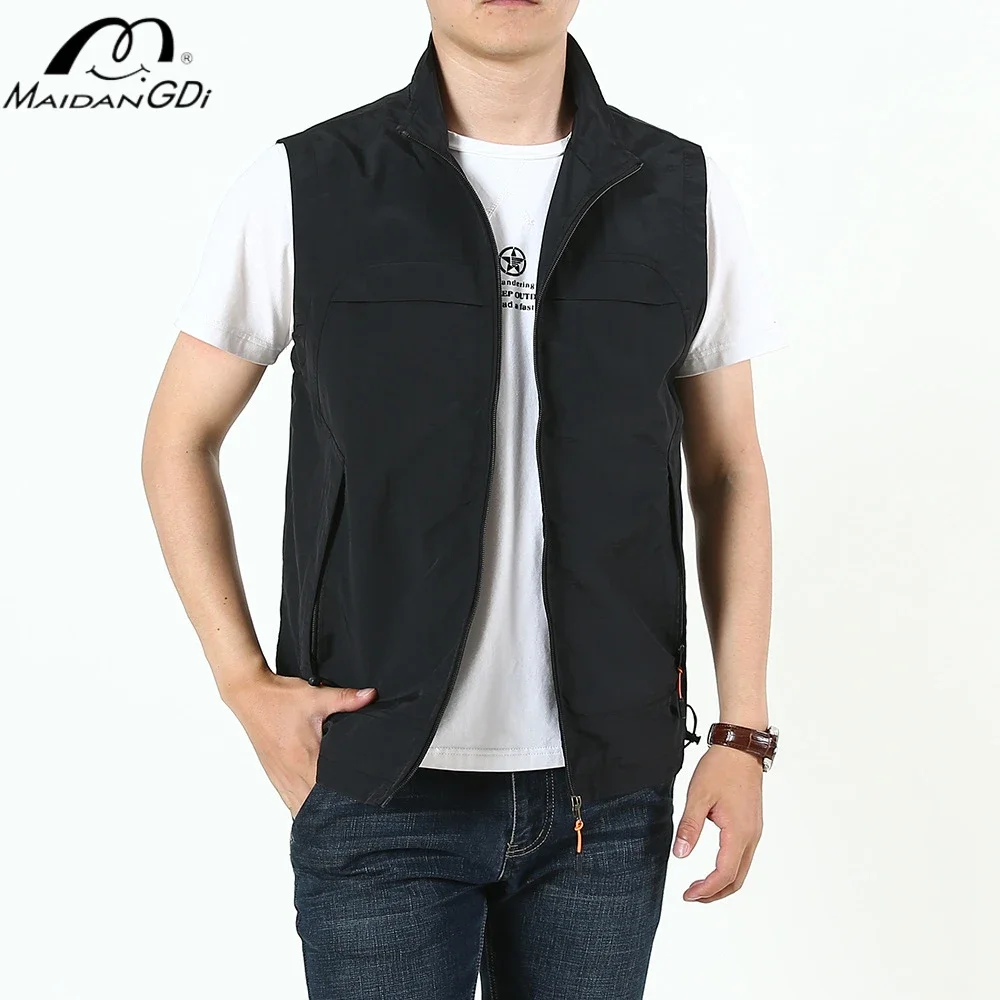 

MAIDANGDI Spring and Autumn Casual Standing Collar Quick Drying and Breathable Fishing Photography Vest for Men with Sleeveless