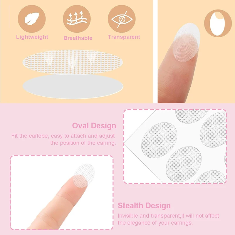 24/100Pcs Invisible Earrings Stabilizers Earlobes Protective Waterproof Patches Earrings Support Ear Patches For Earrings