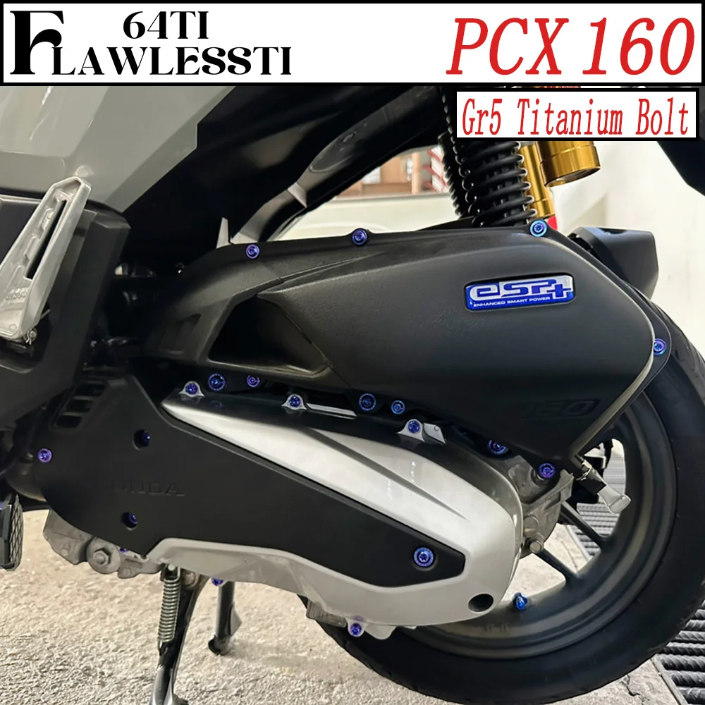 FLAWLESSTI Gr5 Titanium Crankcase Airbox Radiator Engine Oil Swingarm Brake Disc Exhaust Pipe Rear Shock Bolt For Honda PCX 160