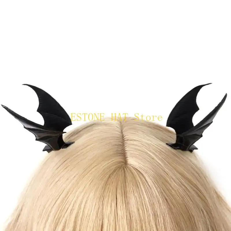 49MF Black Butterfly Hair Clip Goth Barrettes Bat Wing Hair Clip Devil Wing Hair Clip