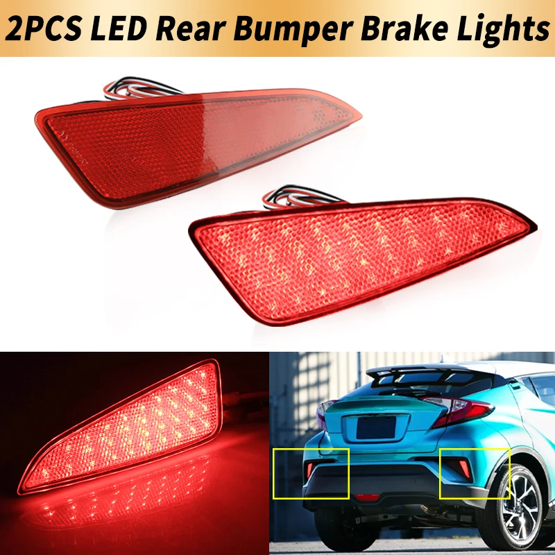 2PCS LED Rear Bumper Brake Lights Canbus For Toyota CHR C-HR 2016-2018 Yaris 2020-up Tail Stop Warning Fog Lamps Car Accessories