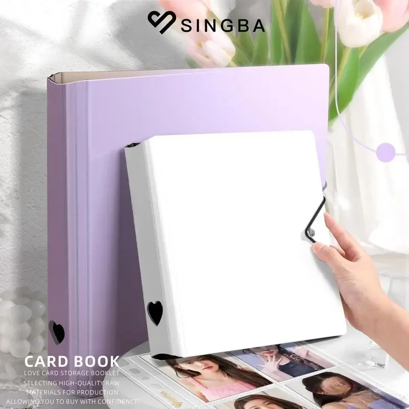Imagen de SINGBA - Carpeta de Tarjetas A5/A4 de PP con Anillas en D, 4/9 Bolsillos, Páginas Transparentes Mate, Álbum de Fotos para Photocards de Kpop, Polaroid, Pokemon, Yu-Gi-Oh