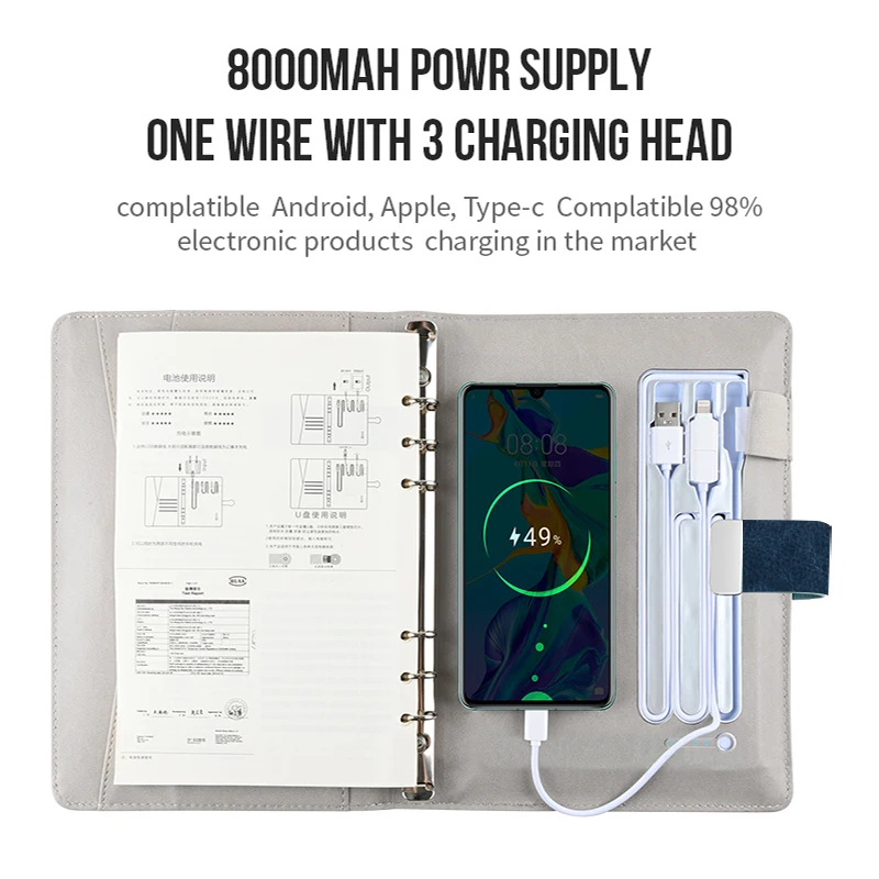 Imagem -05 - Banco de Potência Notebook com Carregador sem Fio Impressão Digital Agenda Agenda Agenda Bloco de Notas Presente Conjunto para o Professor Família