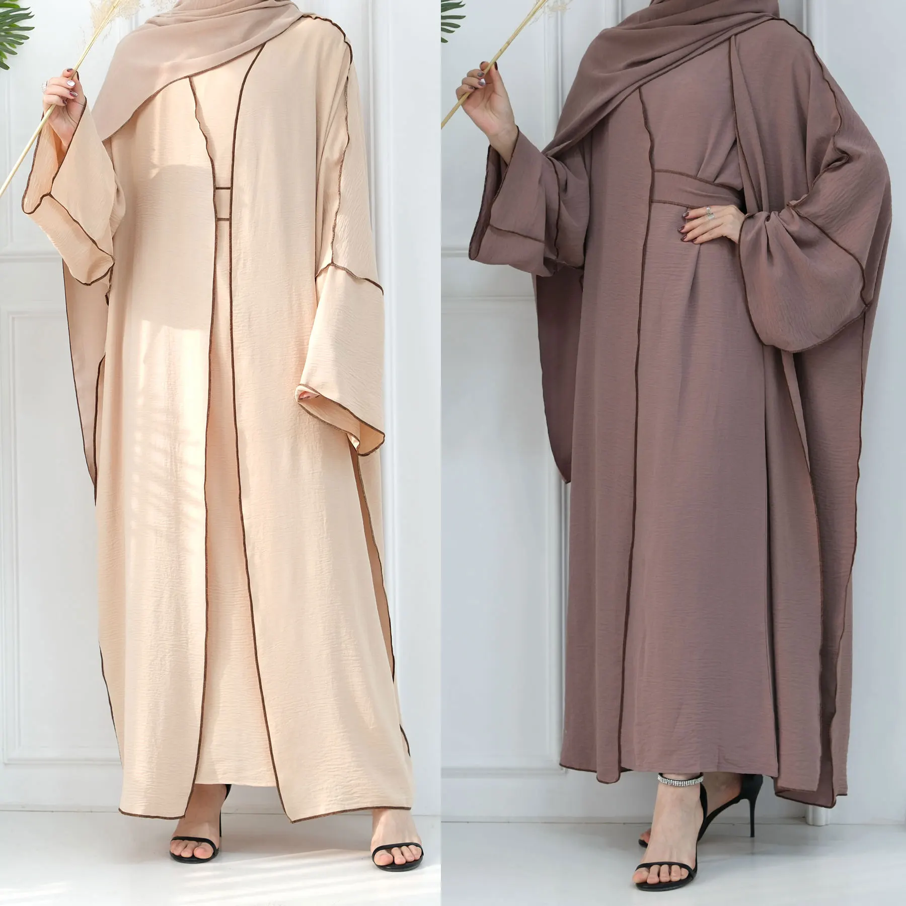 

Eid Ramadan Muslim Clothes Suits 3pcs Dress+Open Abaya+Hijab Islamic Clothing Women Kaftan Turkey Arabic Kimono Prayer Garments