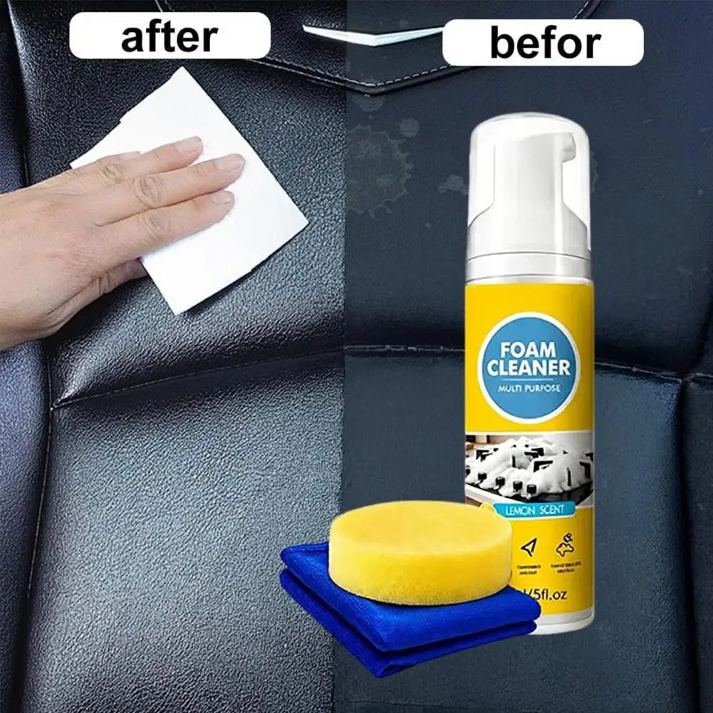 Powerful & Multipurpose Car Interior Foam Cleaner, All-Purpose Rinse-Free Foam Cleaner, Effective Car Interior Cleaner, 2-in-1 R
