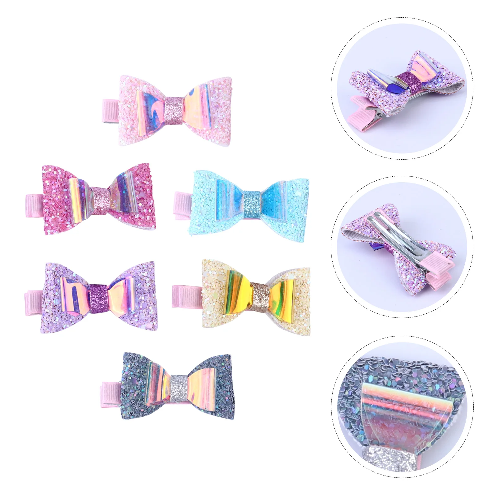 

6 Pcs Sequin Bow Hair Clip Sequins s Accessories for Girls Hairpin Artificial Barrettes Bows Clips Toddler