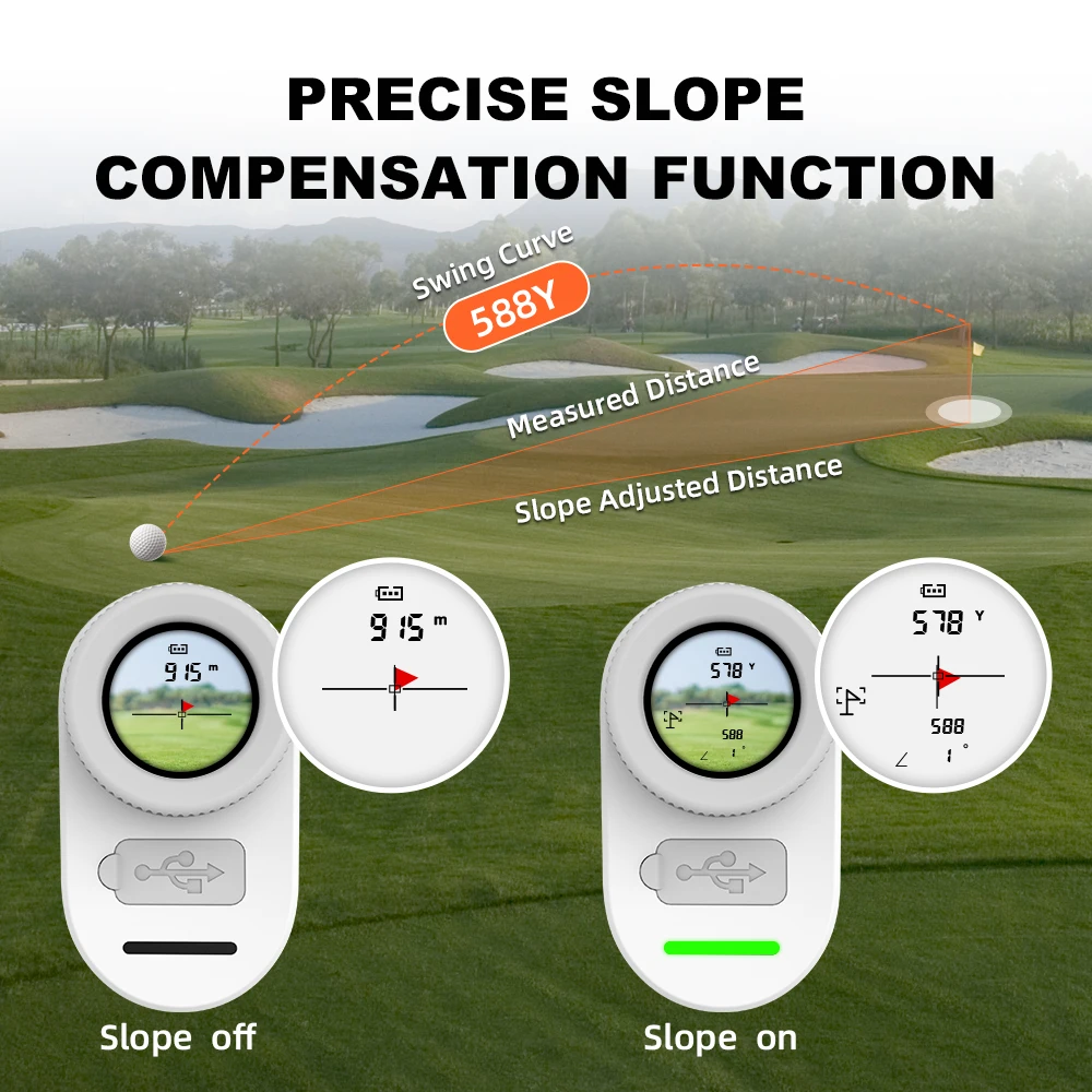 REVASRI Mini Size 1300yds Golf Rangefinder مع تعويض المنحدر وقفل مسح العلم والاهتزاز #4