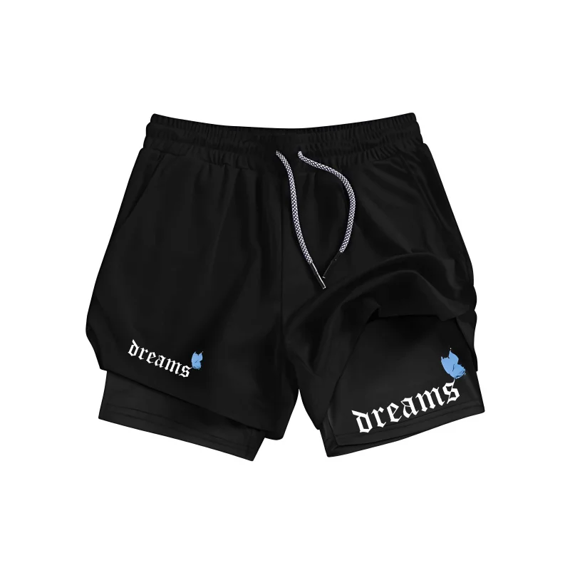 

Men'S Anime Gym Shorts 2-In-1 Double Layer Workout Sports Jogging Training Shorts Summer Performance Sportwear For Male