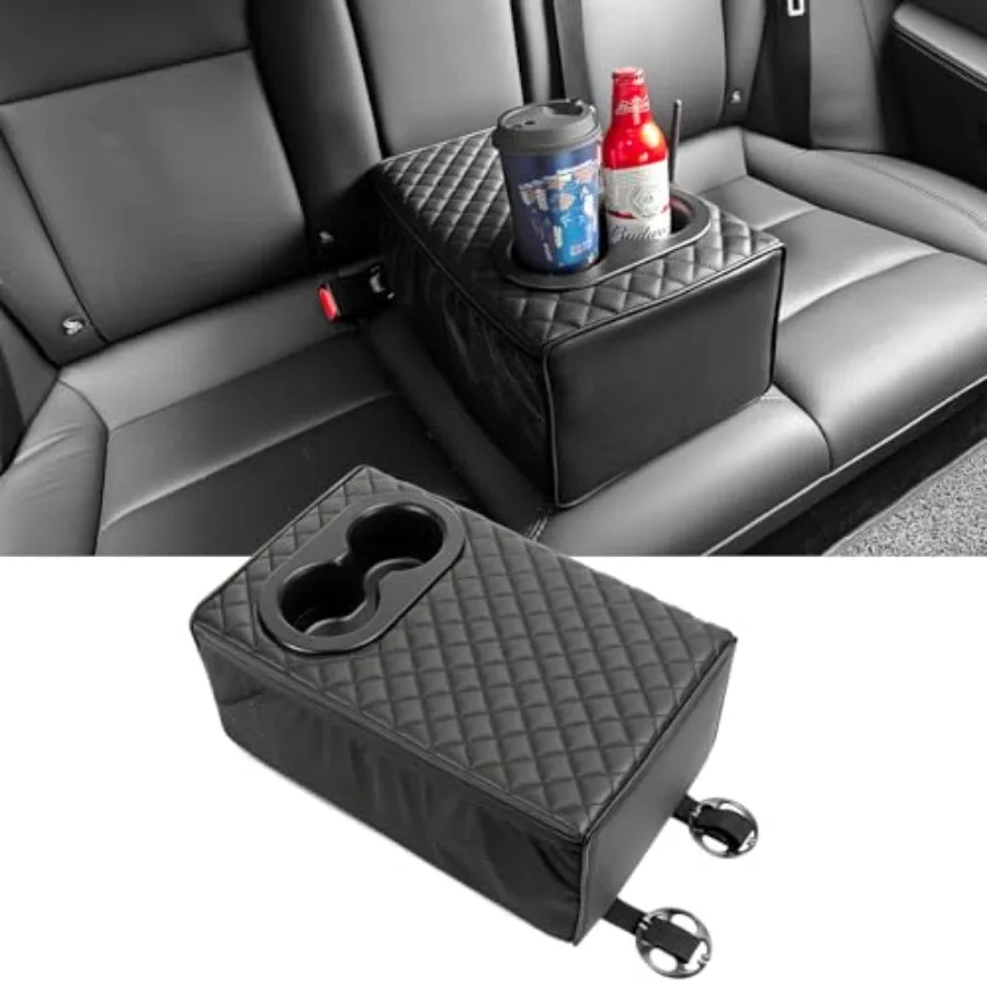 

MAIKER Universal Car Rear Seat Armrest 2 Row Console Box with Cup Holder Backseat Arm Rest Console Box Second Row Rear Central