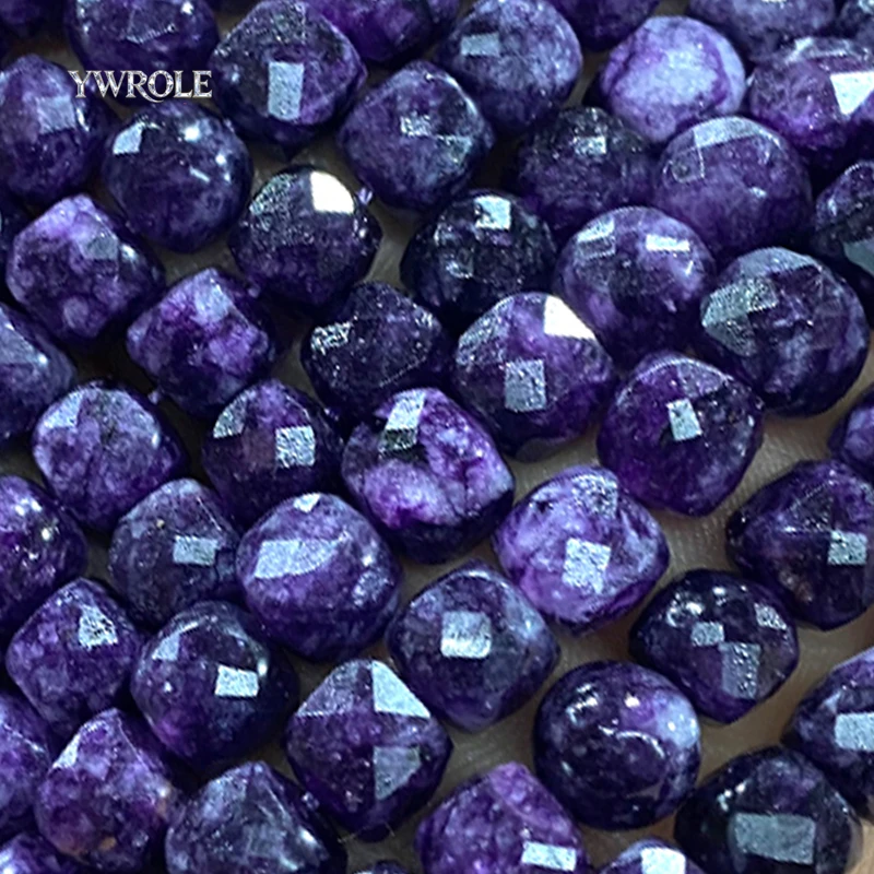 Naturstein 7x7mm Facettierte Würfel-Amethyste Lila Chalcedon Zwischenperlen für Schmuckherstellung DIY Armbänder Charms Zubehör