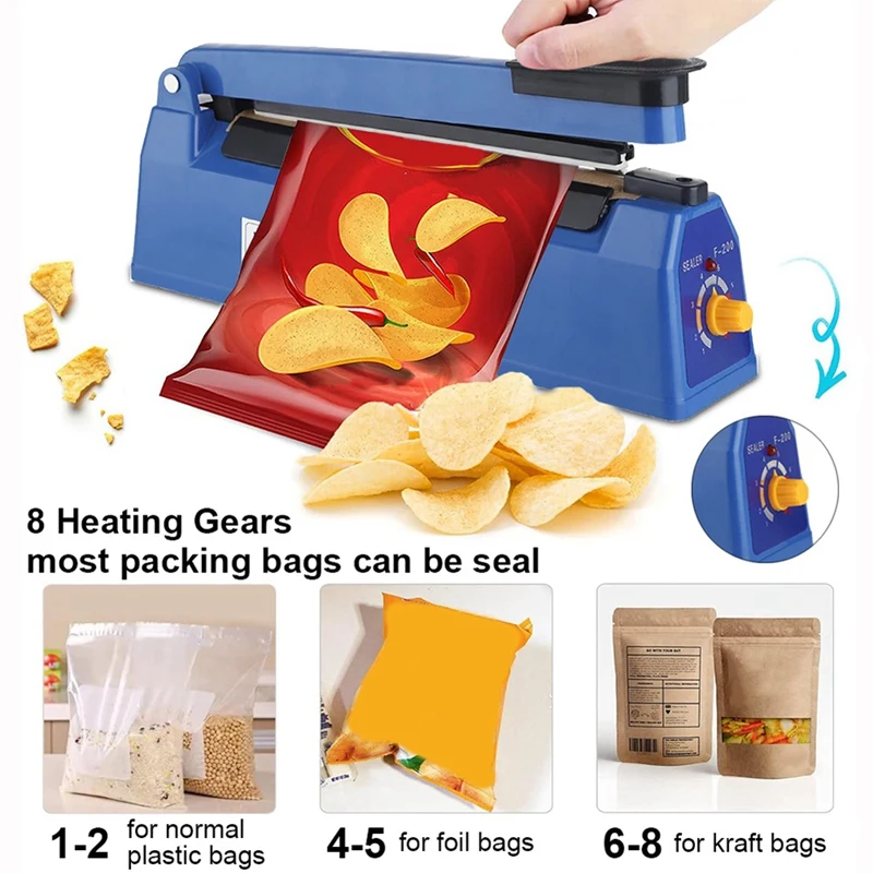 Electric Heat Bag Sealing Machine Plastic Bag Sealer Hand Press Food Seal Bag Impulse Sealer Food Sealer EU Plug