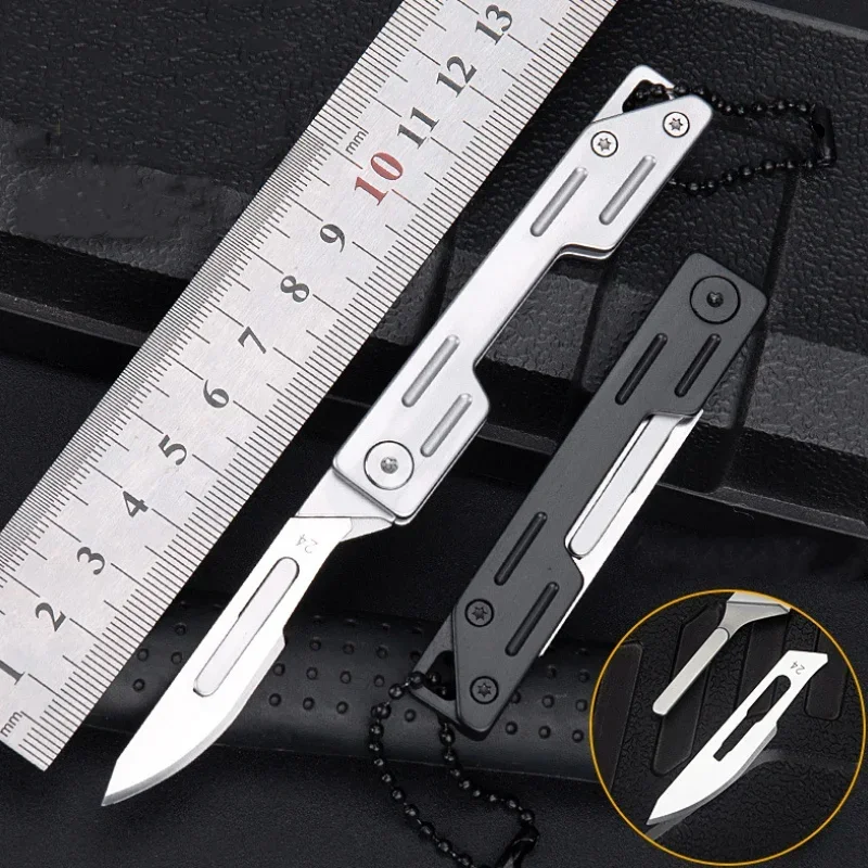 Machinery Stainless Steel EDC Folding Scalpel Medical Folding Knife  Outdoor Unpacking Pocket Knife with10pcs Replaceable Blades