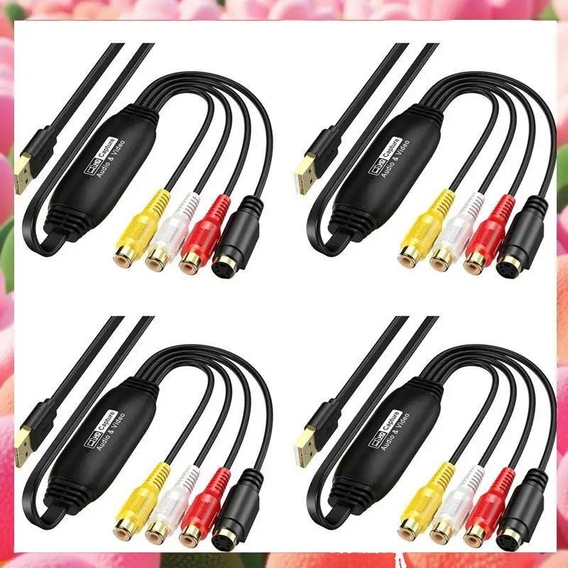 

4X USB Video Capture VHS To Digital Converter USB 2.0 Video Audio Capture Card For TV DVD VHS Support Windows Mac System-ABJU