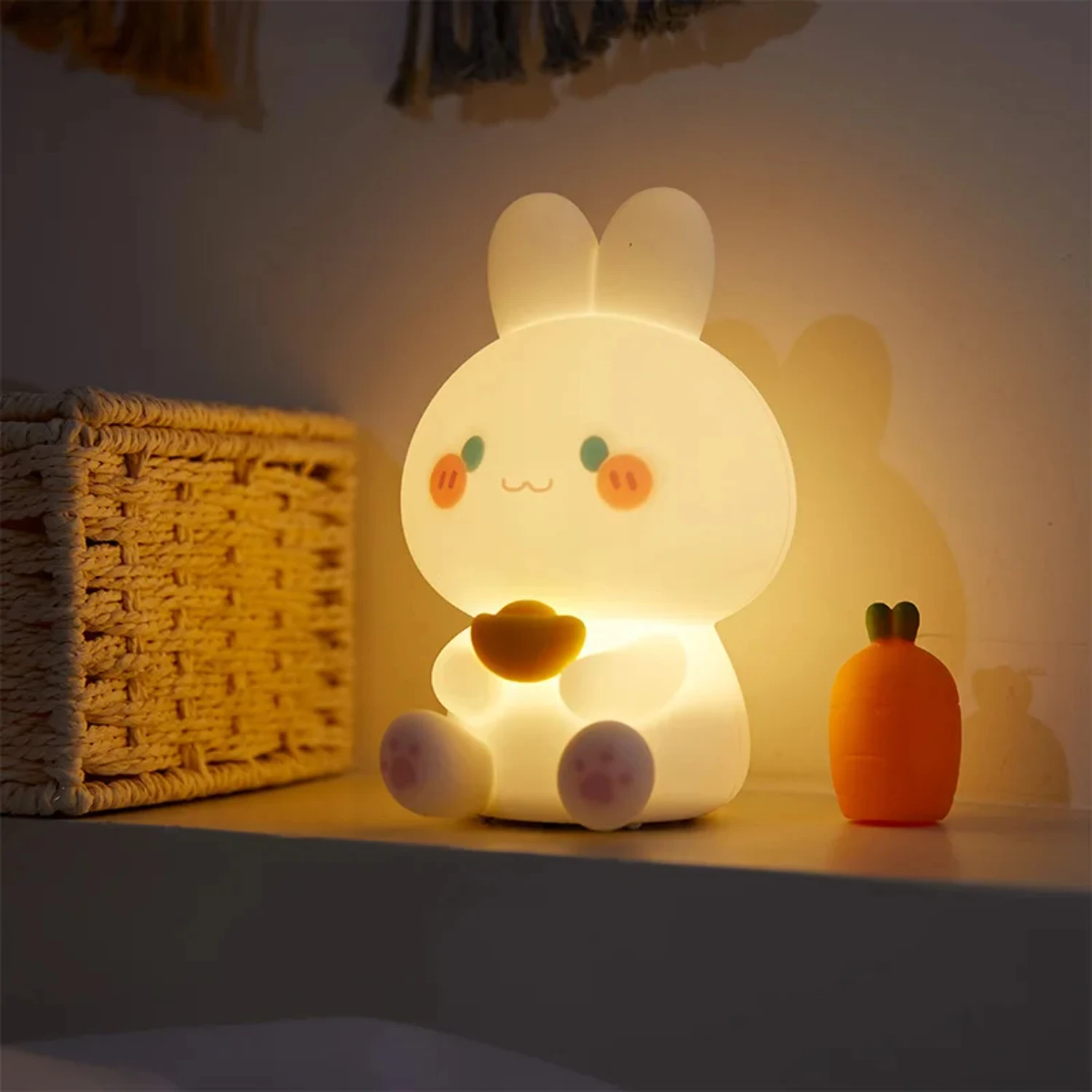 LED Night Lamp RGB Cute Rabbit Silicone Sleep Light USB Rechargeable  Sensor Bedroom Bedside  Kid Baby Gift Dropship