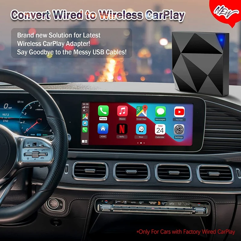 Wireless Carplay Adapter Plug & Play 5Ghz Wifi Auto Connect No Delay For Wired Carplay Cars Model Year After 2016