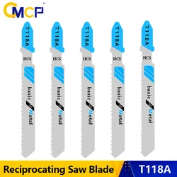 CMCP 5pcs T118A Jig Saw Blade T Shank Saber Blades for Cutting Metal Reciprocating Saw Blade HCS Jigsaw Blade