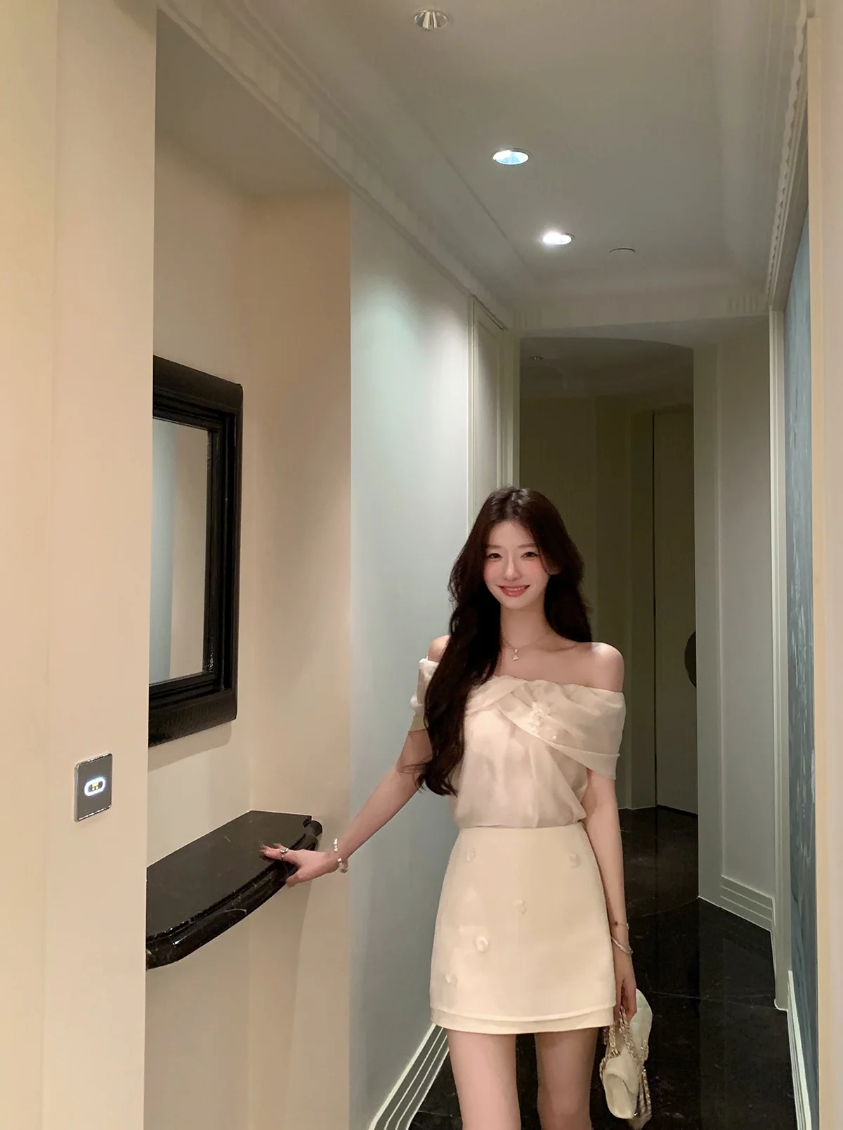 YOLI Galaxy Purple Vine White Text oulder Flower Women's Summer Sweet Temperament awl Collar Chiffon Top Korean Sle Loo...