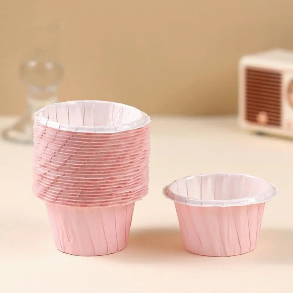 

50pcs Round Macaroon Pink Cake Cups Heat Resistant Ruffled Edges Muffin Cupcake Liner Disposable Paper Cupcake Wrapper Wedding