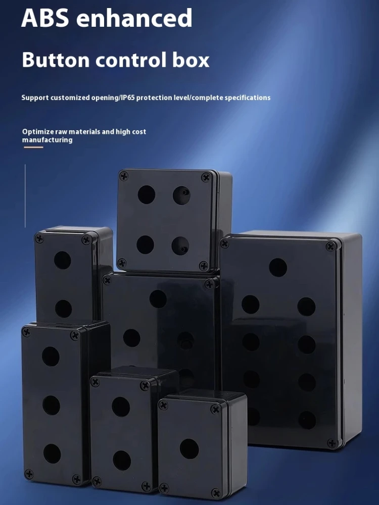 Black Waterproof Button Control Box Outdoor Switch 22mm Power Emergency Stop Indicator Light Knob Plastic Thickened Model