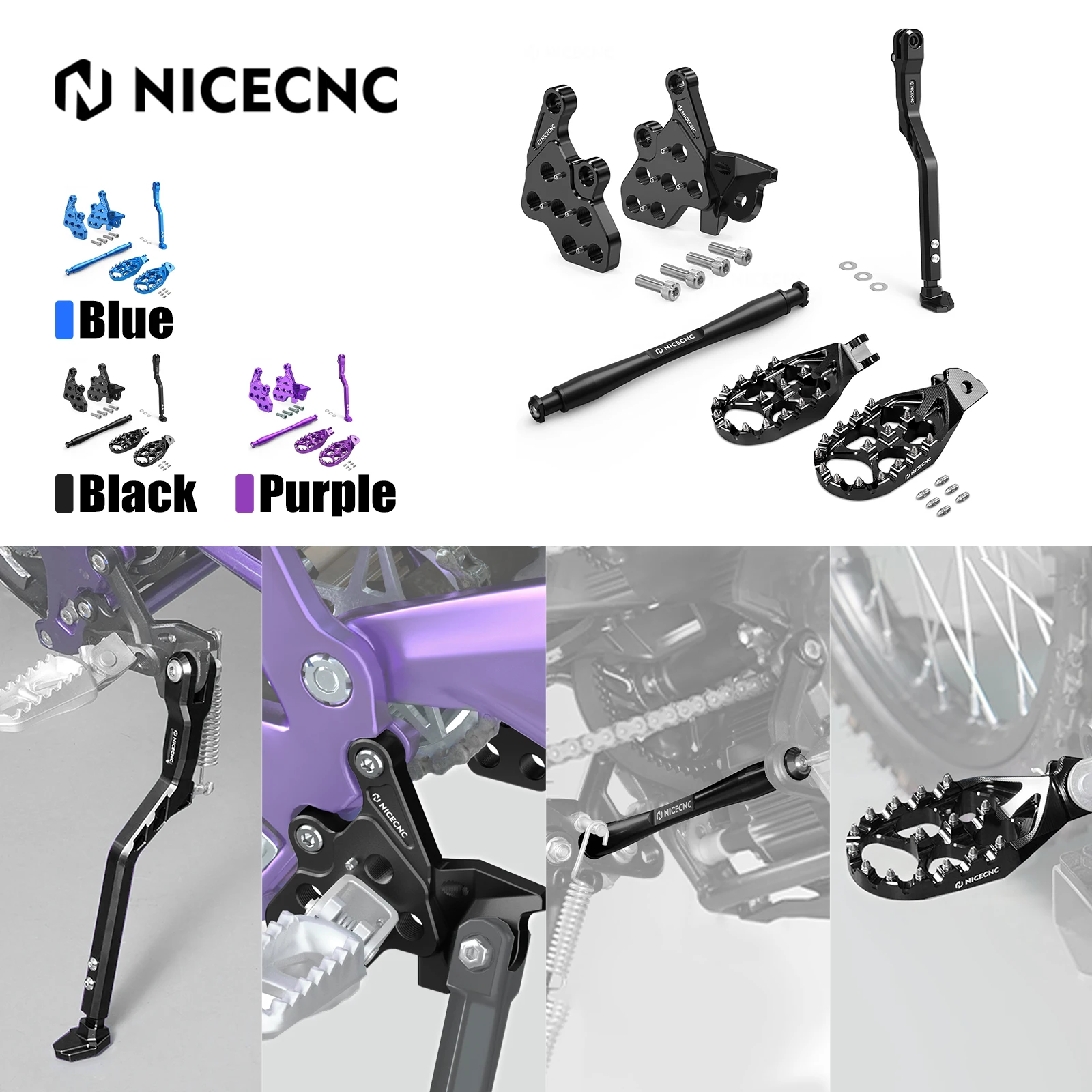 

NICECNC For Surron Light Bee X S L1E Foot Pegs Bracket Package Footrest Support Brace Foot Side Kick Stand For Segway X160 X260
