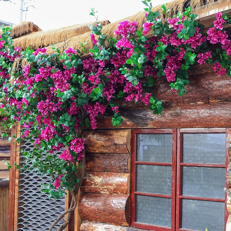 

1.5m Simulation Flowers Silk Triangle Plums Vines Home Balcony Decoration Artificial Flower Vine Purple Triangle Plum Floral