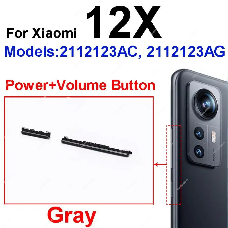 Power Volume Buttons For Xiaomi Mi 12 Pro Mi 12X Mi 12 Lite On OFF Power Volume Up Down Side Keys Replacement Repair Parts