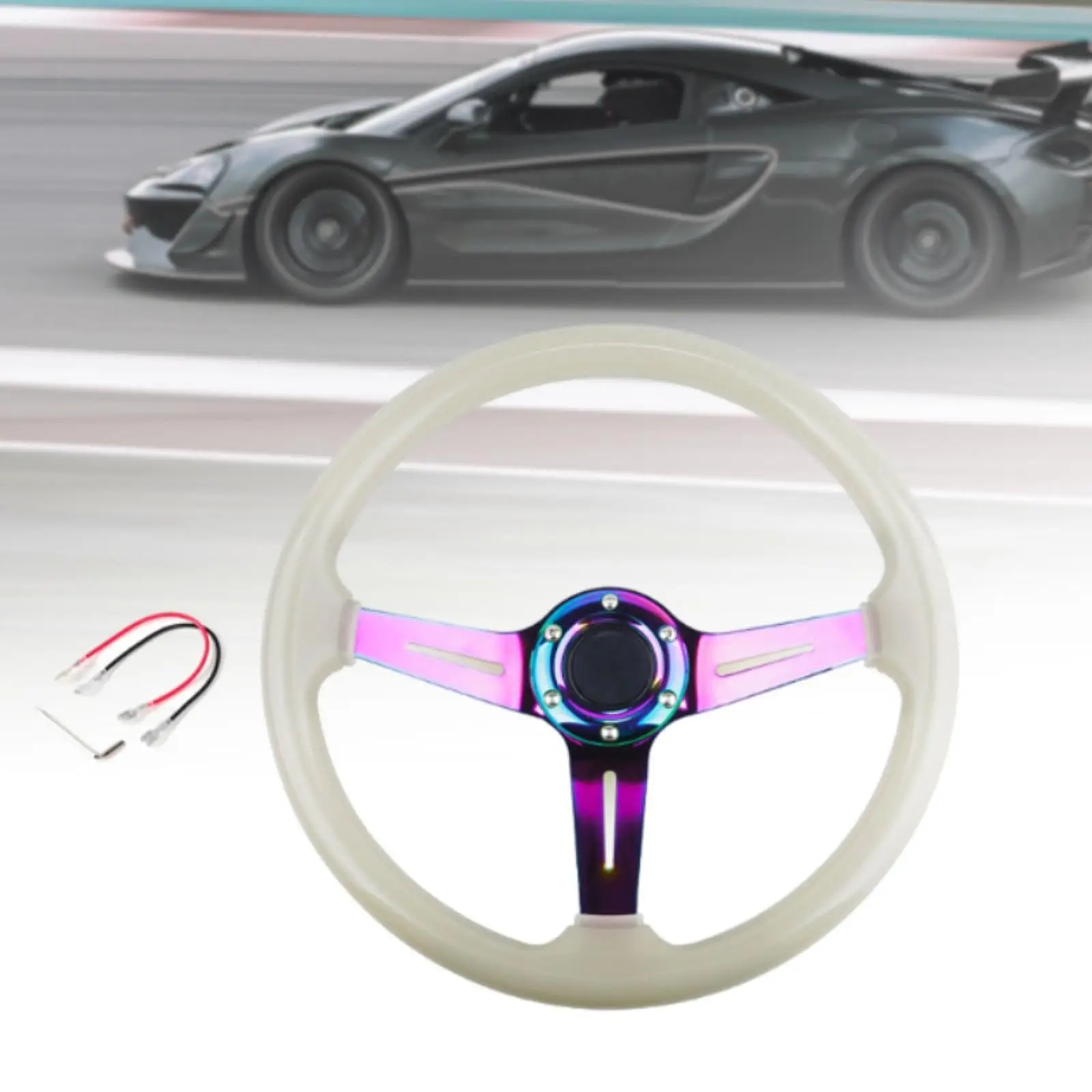 Generic 34cm Race Steering Wheel Luminous Effect Lightweight Repair Parts Sturdy Stylish Auto Modified Accessory Acrylic Frame