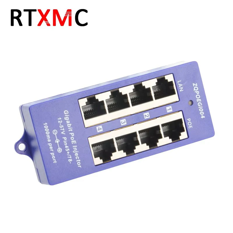 Gigabit Passive PoE Injector  802.3af 4 Port 1000Mbps PoE Patch Panel For MicroTik, Ubiquiti, IP Camera PoE Devices