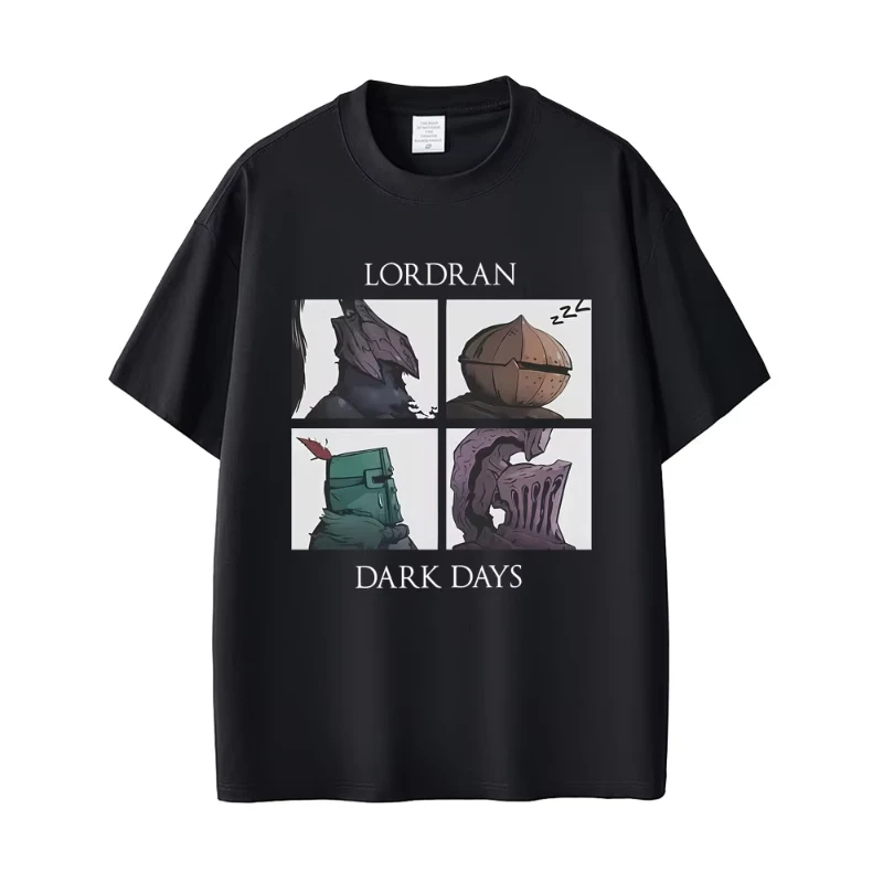 Game Dark Souls Praise The Sun Lordran Dark Days Graphic T Shirt Men Vintage Gothic Rock T-shirt Men's Cotton Crewneck T-shirts