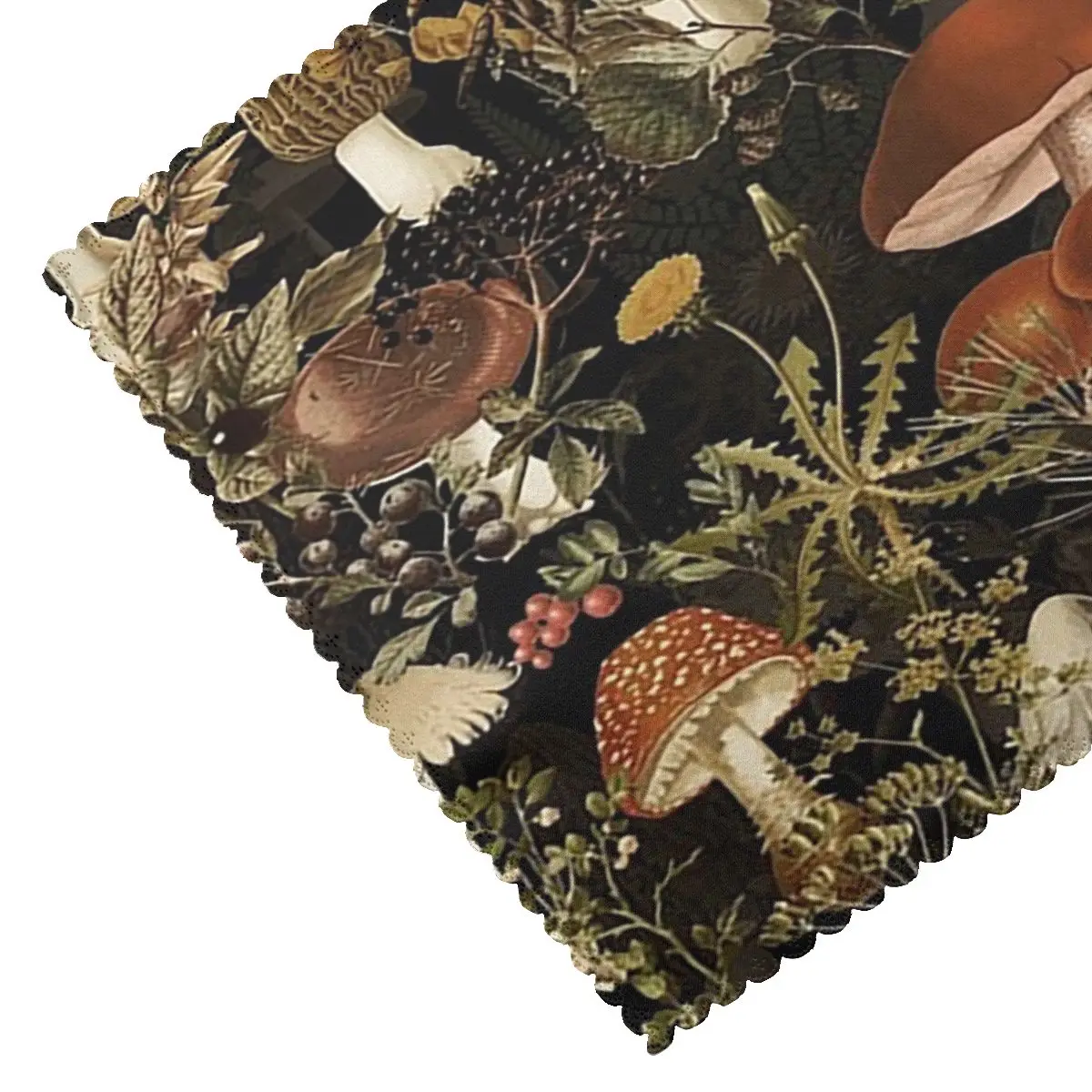 Midnight Mushrooms Forest Botanical Night Garden Placemat Washable Plate Mat for Dining Table Bowl Coaster Super Absorbent Mats