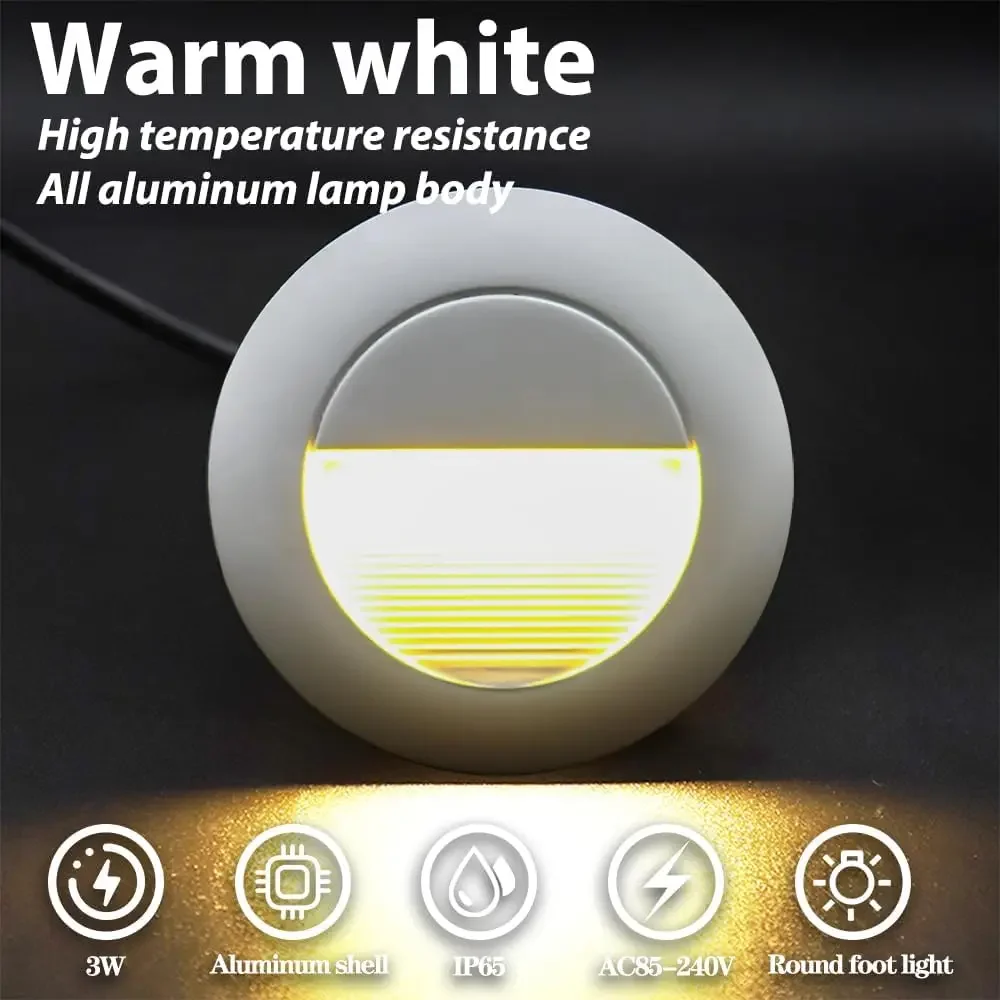 

6Pcs 3W LED Recessed Wall Step Light IP65 Waterproof for Staircase Garden Balcony Corridor Indoor Outdoor Aluminum Lighting