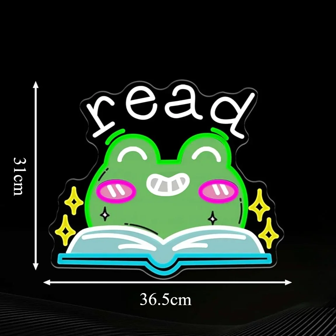 Read Frog Book Multicolor Neon Sign LED Wall Art USB Powered Room Decor Home Study Library Storefront Novelty Gift Hanging Light