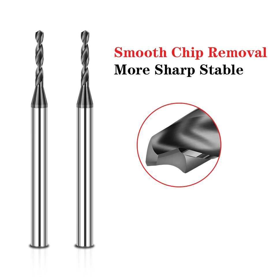 Carbide Alloy Drills Tungsten Steel Stainless Twist Bit 0.3-3.99mm 2 Flutes Metal Drill Bits For CNC Milling Machine Tools