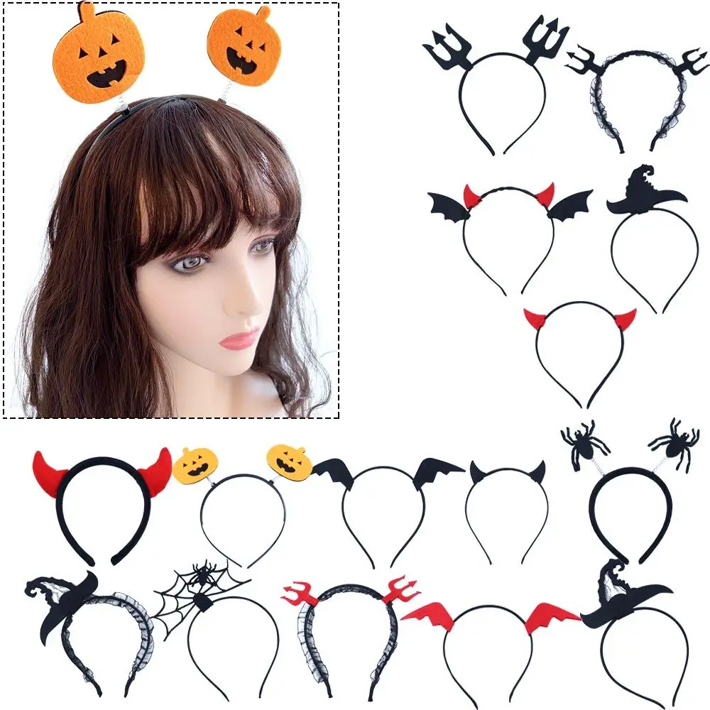 Accesorio de tela para fiesta de Halloween, Carnaval, decoración de fiesta de Pascua, aro para el pelo de murciélago para mujer, diademas de Halloween, diadema de araña para Halloween