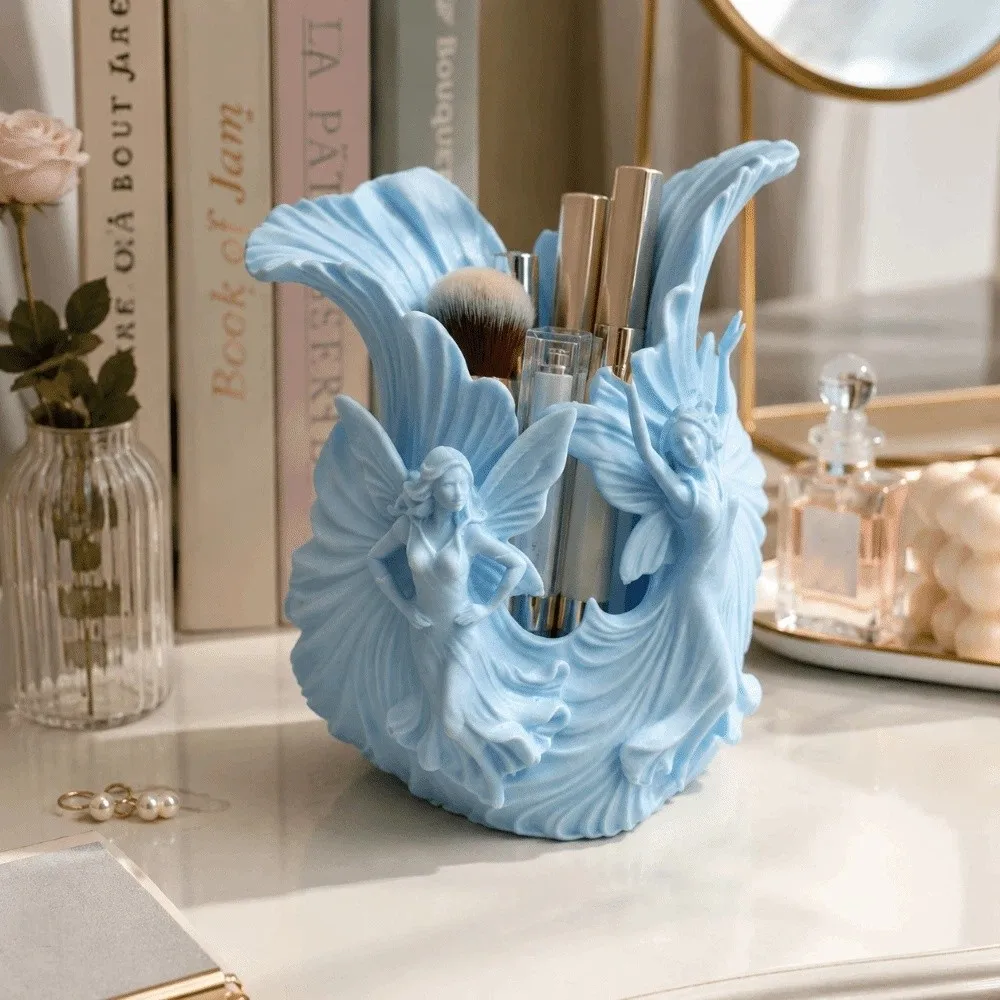 Boîte de rangement imprimée en 3D avec motif en relief, porte-stylo multifonction, vase créatif à motif d'elfe pour le bureau