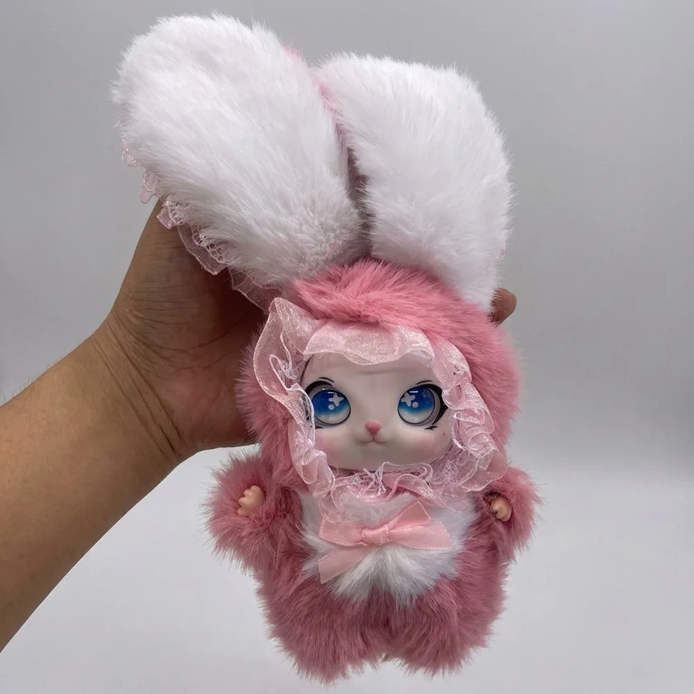 Exquisite Vinyl Face Rabbit Pendant Bowknot Adorable Rabbit Keychain Big Eyes Soft Stuffed Animal Car Ornament