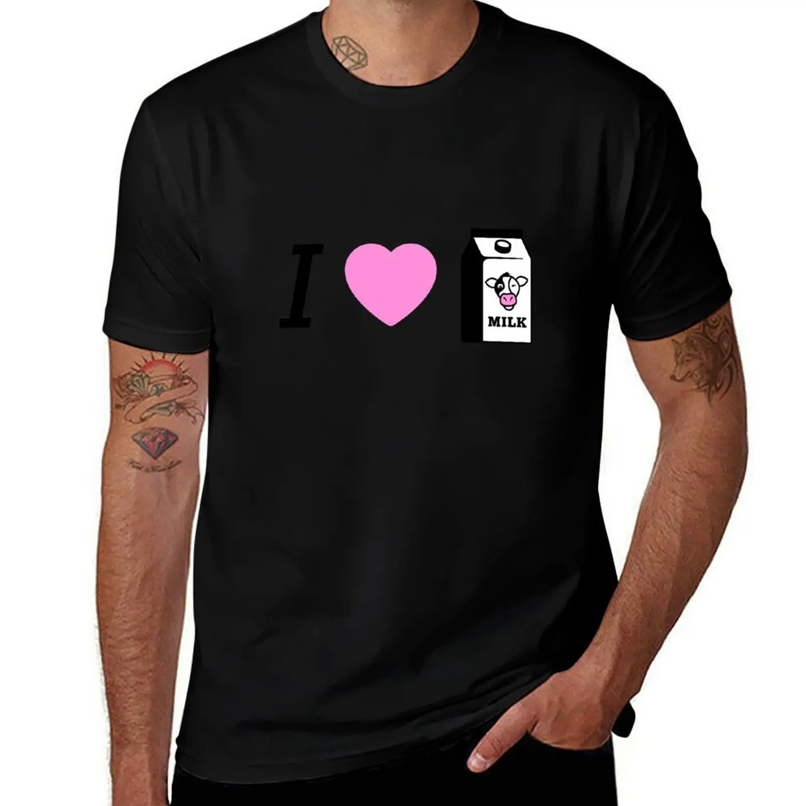 

I love milk design T-Shirt t shirt man cotton t shirts for man graphic funny cotton t shirt man T-Shirt