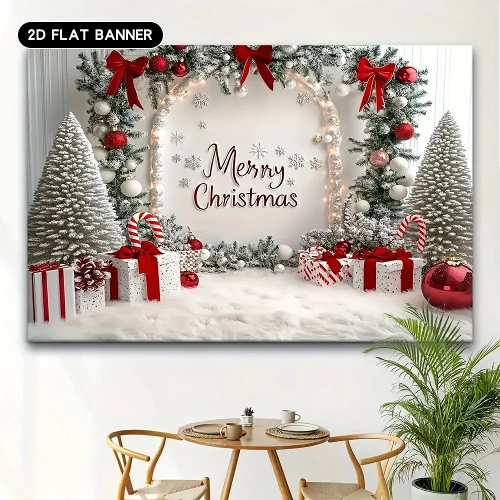 VIKAMA Christmas Tapestry Wall Hanging Pine Branch Snowflake Print Washable Living Room Bedroom Decor