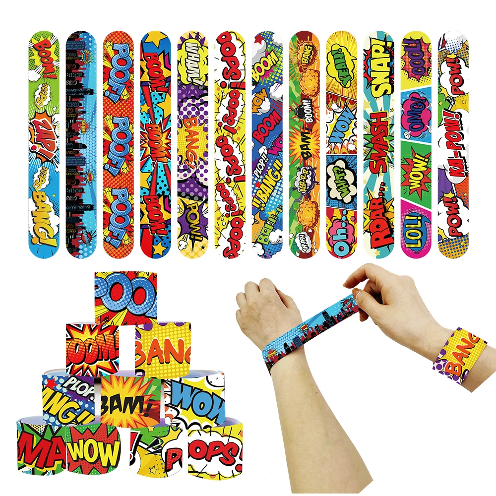 Superhero The Avengers Party Favors Slap Bracelets Silicone Wristbands POW WOW BOOM Explosion Cloud Style Party Decorations