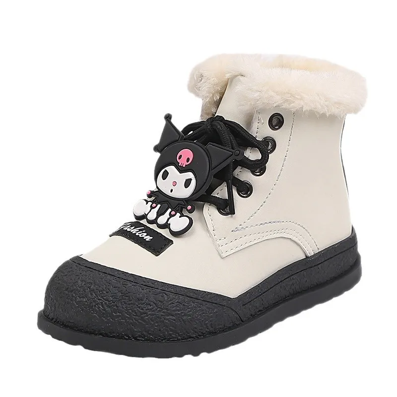 

Sanrio Girls Kuromi Warm Cotton Boots 2024 My Melody Winter Cartoon plush Fleece Cotton Booties Kids Fur Snow Boots