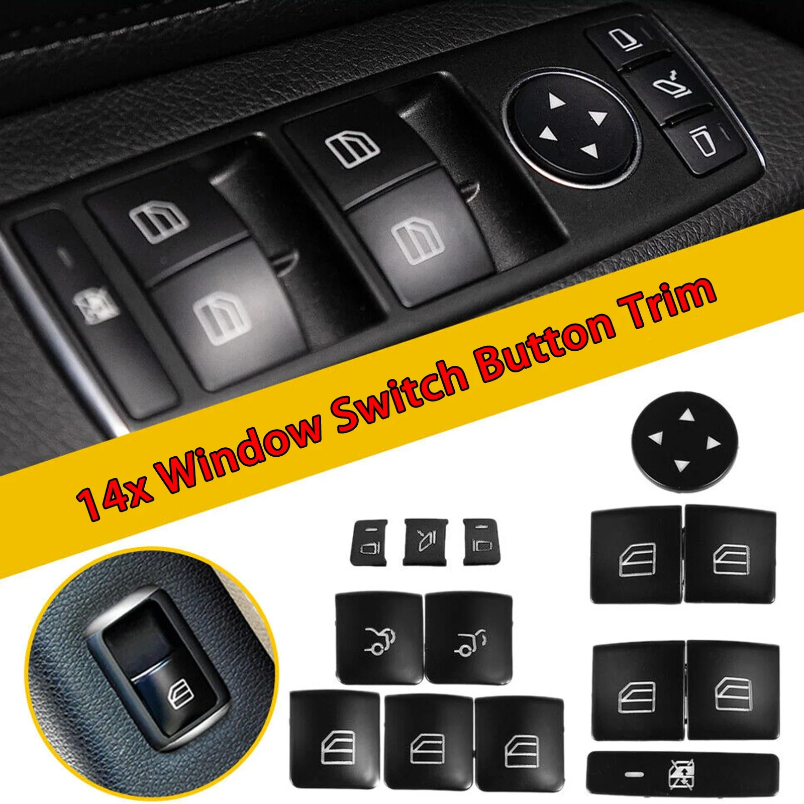 For Mercedes Benz CLA 180 200 GLA 180 200 2013 2014 2015 2016 2017 2018 2019 14x Car  Parts Window Switch Button Repair Stickers