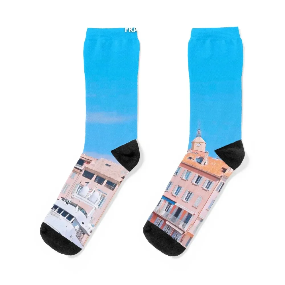 

Saint Tropez View Socks funny gift with print kawaii Luxury Woman Socks Men's