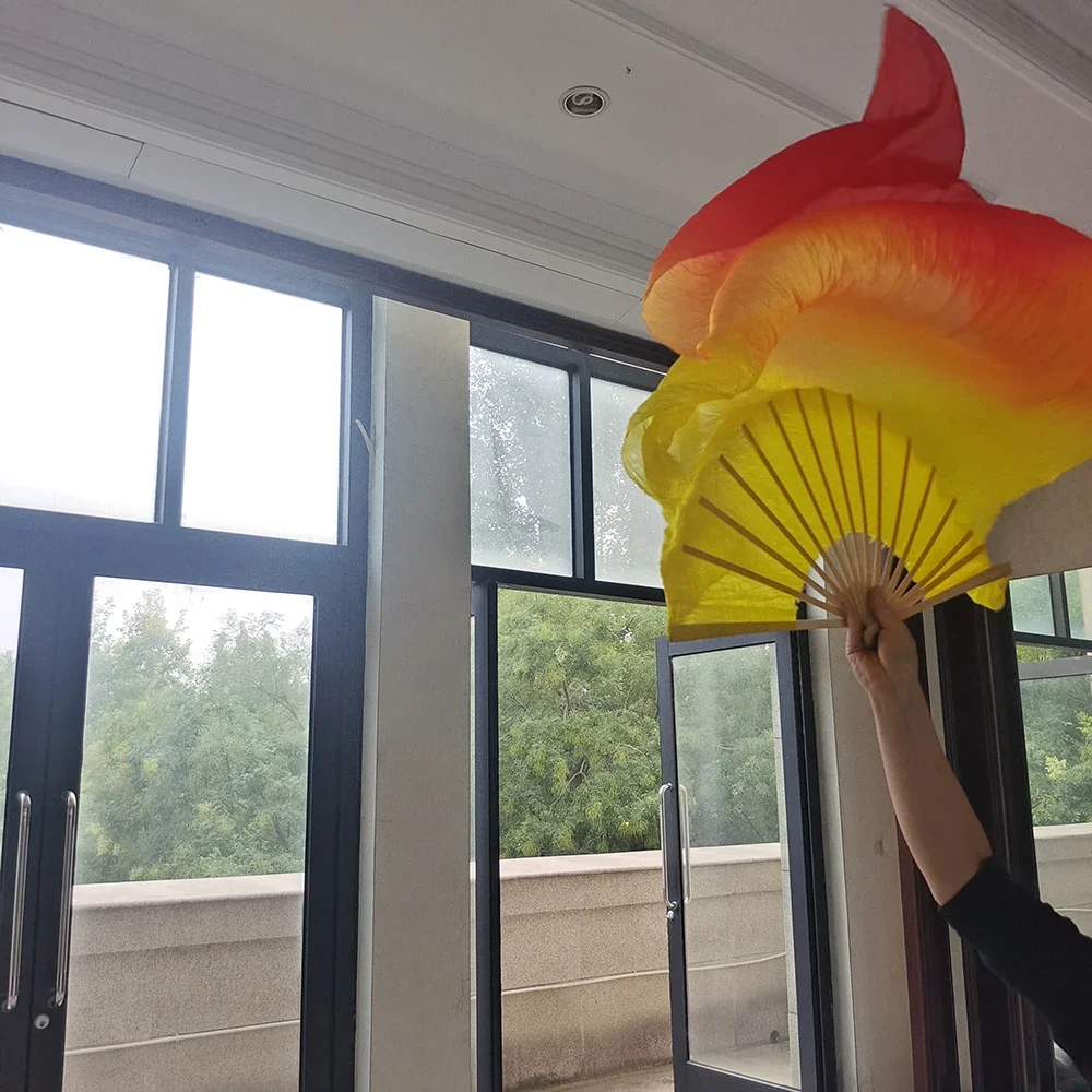 150cm丈 ダンスファン グラデーションカラー ダンサー 練習用 ロング イミテーション ダンス小道具 シルクファン 右手用 パフォーマンス小道具 1個