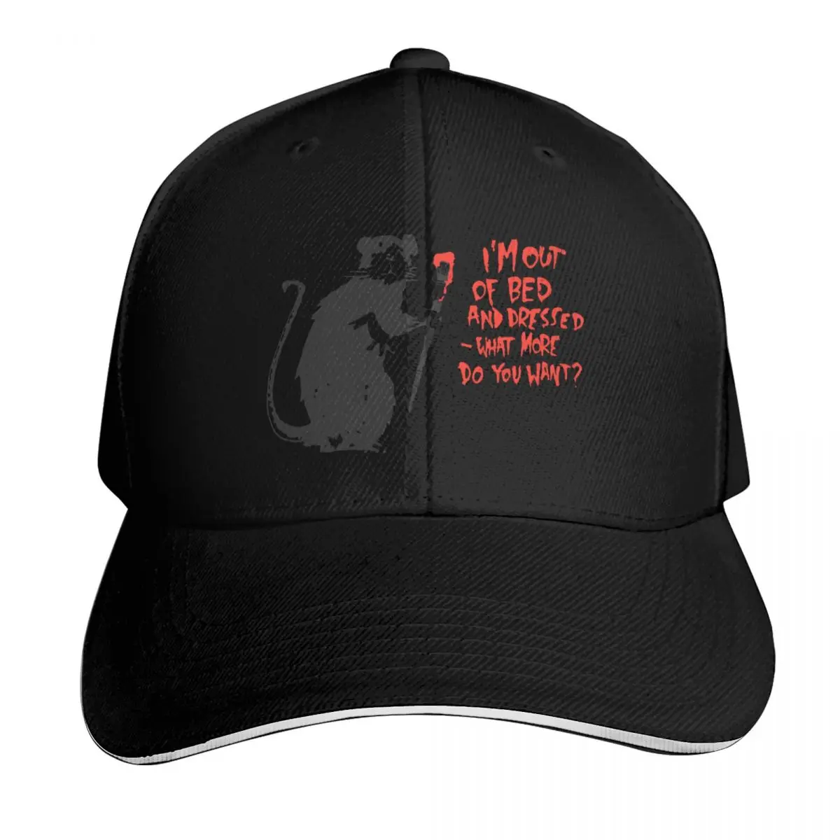 BANKSY Out Of Bed Rat Baseball Cap Quick Dry Performance Cotton Twill Breathable Contrast Two Tone Brim