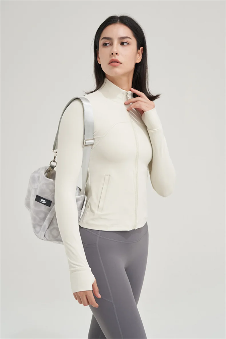 TRY TO BN Yoga Long Sleeve Coat Zipper Loose Sports Tops Breathable Sunscreen T Shirt Workout Women Running Gym Clothing Fitness