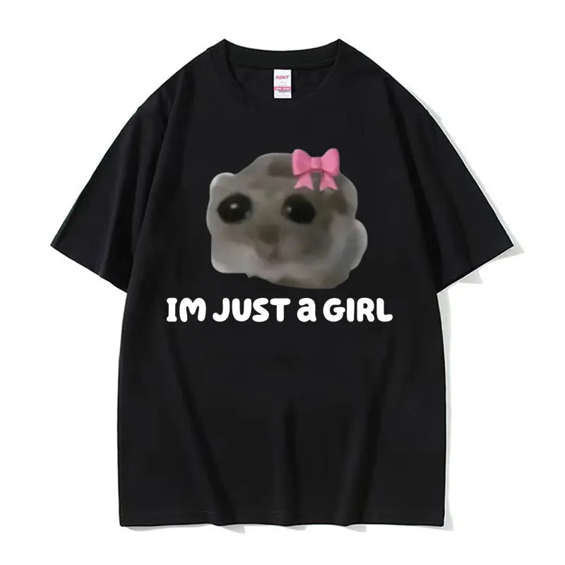 

Funny Trendy Cute Kawaii Sad Hamster Meme T Shirt Men Women Summer Fashion Vintage Tee Shirt Casual Oversized T-shirt Streetwear
