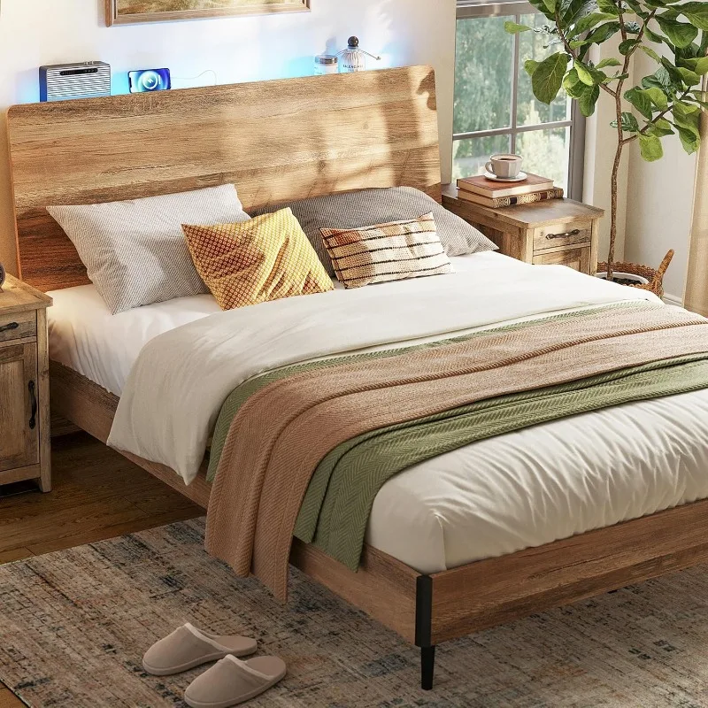 Wood Bed Frame, Que… - image