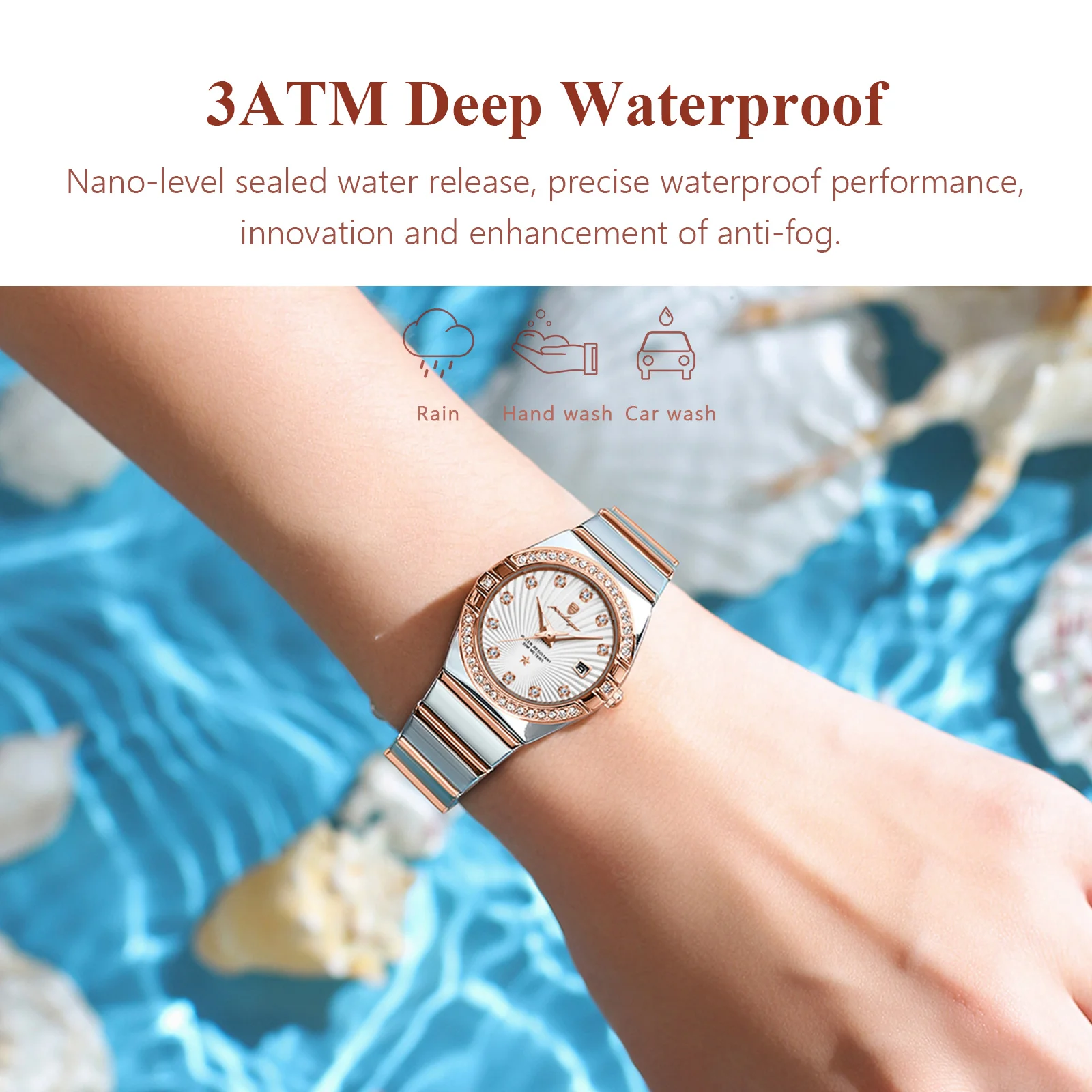 POEDAGAR Luxury Women\'s Watches Elegant Fashion Original Quartz Watch for Ladies Waterproof Luminous Date Wristwatch Ripple Dial