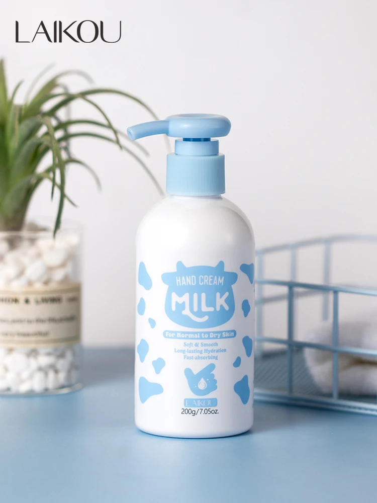 LAIKOU Milk Hand Cream 200g Long-lasting Hydration Quick Absorption Soft Smooth Hand Moisturizer For Dry Skin