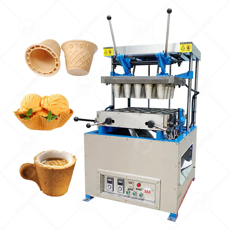 Automatic Edible Coffee Tea Cup Make Biscuit Waffle Cone Maker Machine Ice Cream Pizza Cake Cones Machine